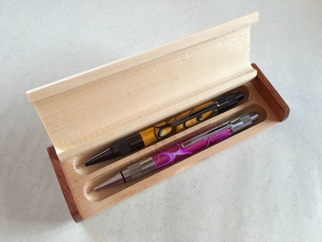 Holzetui - Ahorn - zweifarbig für zwei Schreibgeräte